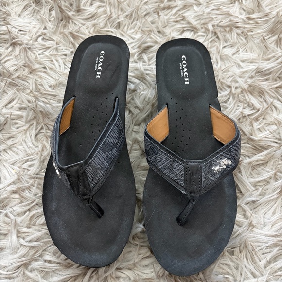 NWOT Coach Black Wedge  Thong Sandals - Picture 3 of 9